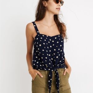 Madewell Button-Front Tie Tank in Daisy Dots Size XS